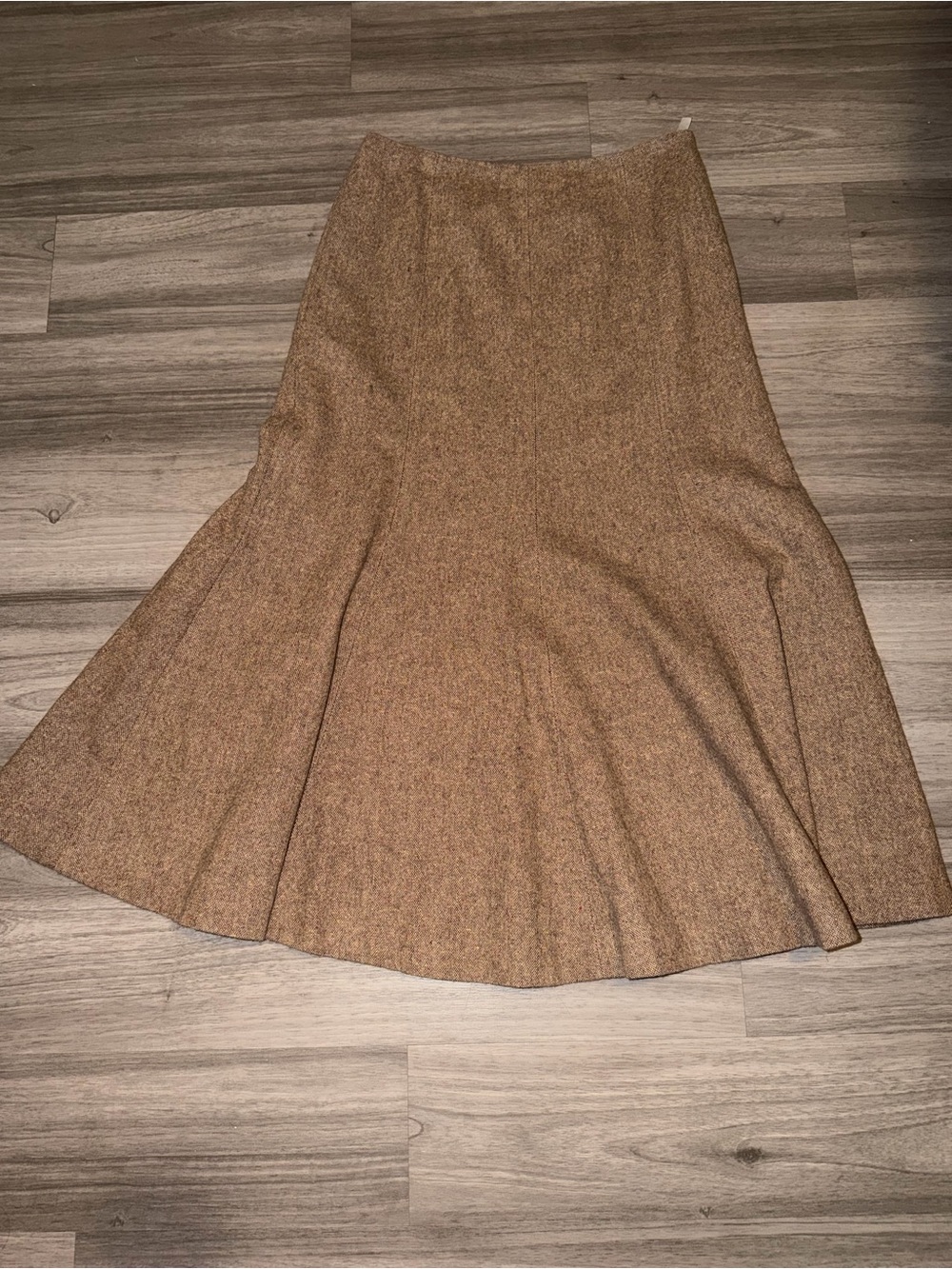 Womens Brown Flared Wool-Blend Skirt
